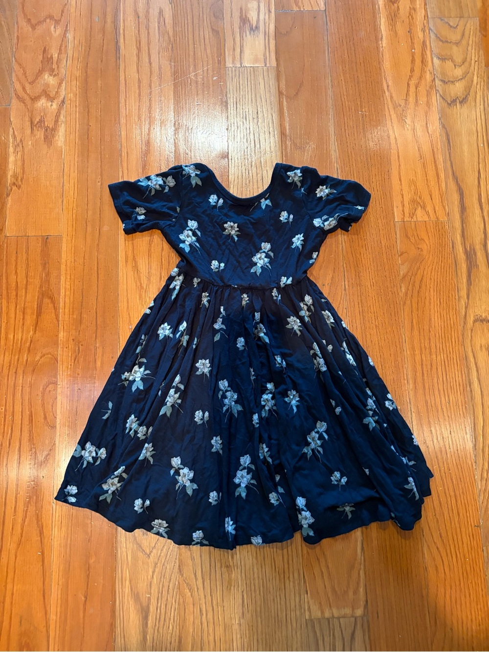 Kyte Twirl Dress Black with Flowers